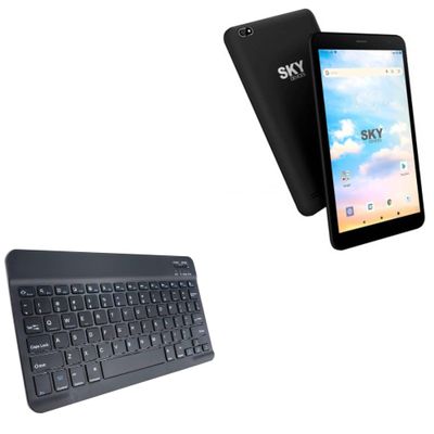 BoxWave Keyboard Compatible with Sky Devices Elite T8Plus - SlimKeys Bluetooth Keyboard, Portable Thin with Chiclet-Style Keys - Jet Black