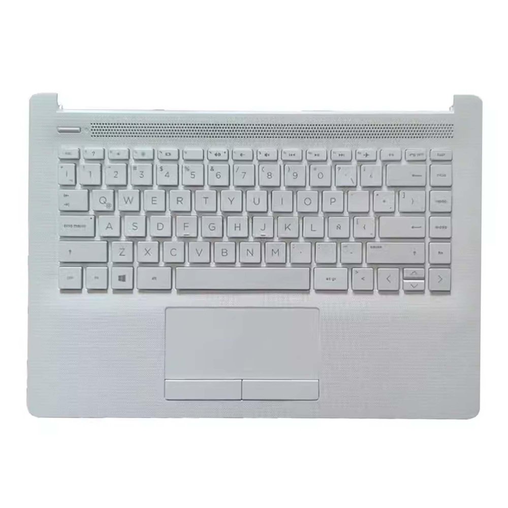 Laptop Keyboard Palmrest Cover Touch Board Compatible with HP 14-AC 14-AY 14-AJ 14-AM 14-an 14-AF 14G-ad TPN-I119 US Black Gray White (White Spanish Keyboard)