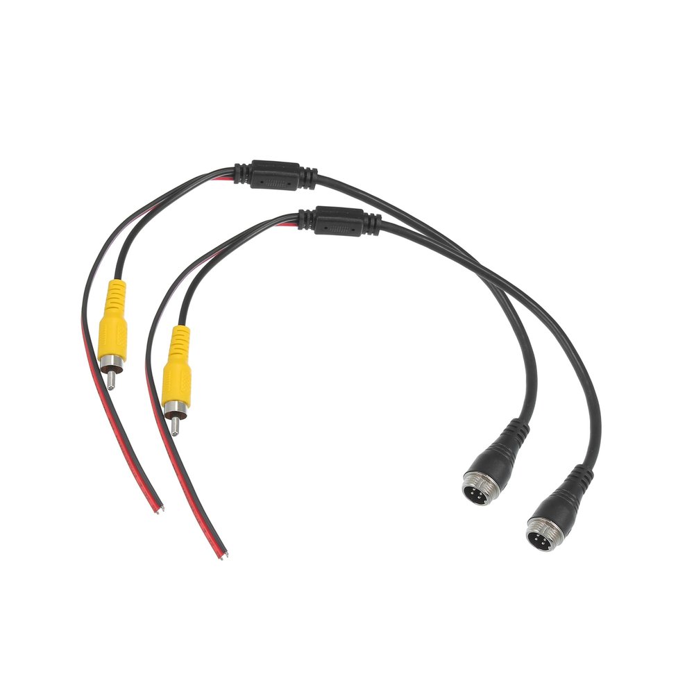 Hihaha 2pcs Car Camera Adapter 4 Pin to RCA Adapter M12 4-Pin Male to RCA AV Male with Trigger Wire Connector Wire Monitor Video Cable Durable Material