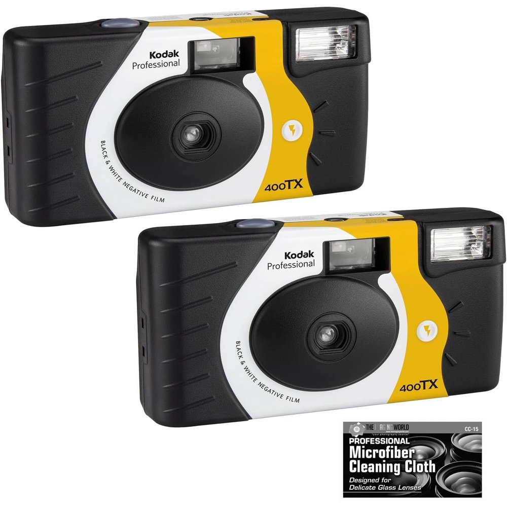 2 Pack of Kodak Tri-X 400 B&W Single-Use Flash Camera (54 Exposures Total)