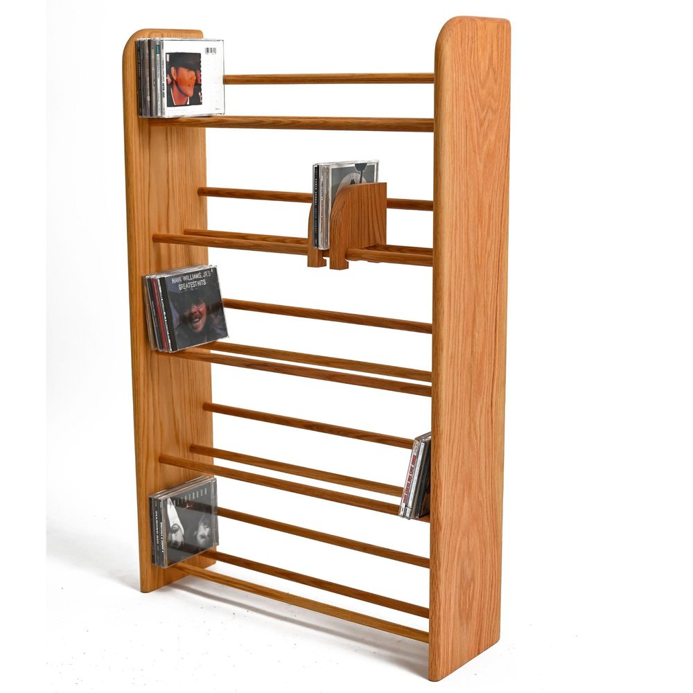 Wood Shed Hill 01 Series CD Storage Cabine, Real Oak Wood Media & Display Shelves, Handcrafted in The USA (Clear, 21.75" x 24")
