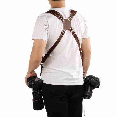 lvifloae Dual Shoulder Digital Camera Strap Professionally Adjustable Camera Leather Strap Wiring Harness Accessories Protective Cover Suitable for 2 Cameras