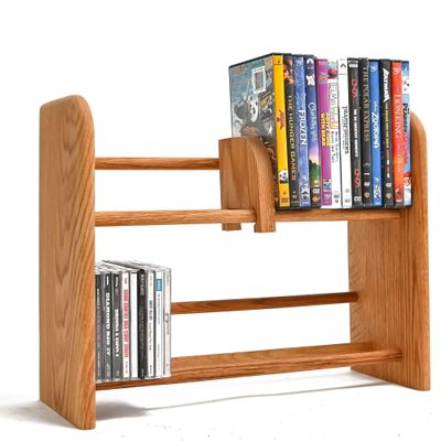 Dowel-Style Wooden CD Rack - 01 Series (Honey Oak, 14.5" x 18")