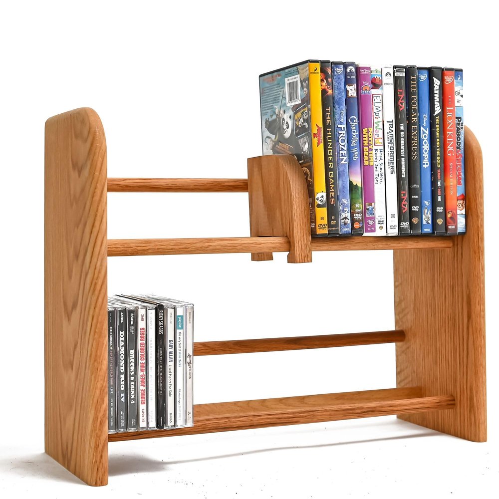Dowel-Style Wooden CD Rack - 01 Series (Honey Oak, 14.5" x 18")