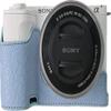 BMAOLLONGB ZV-E10 II Case, Handmade PU Litchi Leather Half Camera Case Bag Cover Bottom Opening Version for Sony Alpha ZV-E10 II With Neck Strap (Blue) view 1