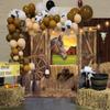 Western Cowboy Backdrop West Rustic Wooden House Farm Barn Door Photography Background for Kids Adults Wild Cowboy Theme Birthday Party Decorations Banner (94X70 inch (8x6FT)) view 4