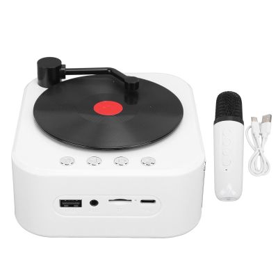 Tangxi Record Player Bluetooth Speaker, Vintage Portable Bluetooth Speaker 3 Mode HiFi Stereo Sound Retro Portable Wire Less Turntable Speaker for Home Bedroom Office (Double Mic)