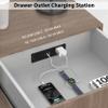 Furniture Drawer Outlet, Recessed Power Strip with (3) PD 20W USB Ports Fast Charging & (3) 15 Amp AC Outlets, (14 AWG) 5 FT Spring Black Cord view 3