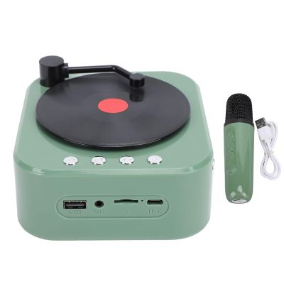 Tangxi Record Player Bluetooth Speaker, Vintage Portable Bluetooth Speaker 3 Mode HiFi Stereo Sound Retro Portable Wire Less Turntable Speaker for Home Bedroom Office (Single Mic)