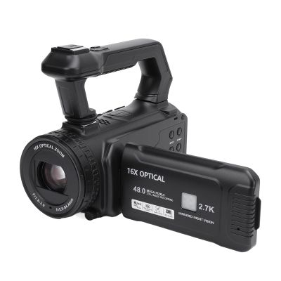 CCYLEZ Video Camera 2.7K Digital Camera 48MP Vlogging Camera, 16X Digital Zoom, Hybrid Zoom, Camcorder with Fill Light, 4 Inch Rotation TFT Screen, Timed Shooting, USB Webcam