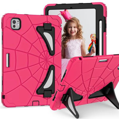 AKABEILA Compatible with Apple iPad Pro 11(2024) 11 inch Tablet CaseLightweight Shockproof Rugged Protective Cover with Kickstand for Kids Children Boys Babies Strawberry Black