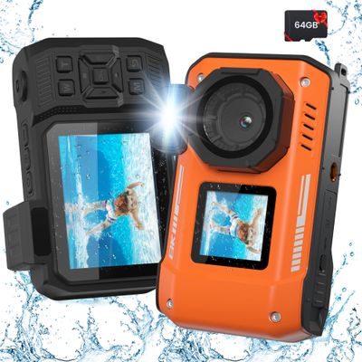 8K 70MP Digital Camera with 64G Card 33FT Underwater Camera Waterproof Camera Rugged Dustproof Shockproof for Snorkeling 18X Zoom Autofocus Selfie Dual-Screen Camera Snorkeling Point and Shoot Camera