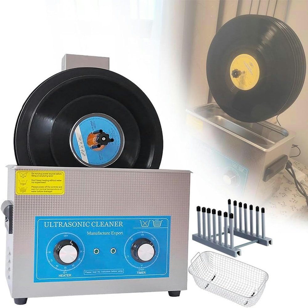 BTURYT 6.5L Vinyl Disc Cleaner with Timer and Temperature Control, Automatic Disc Cleaner, Capable of Cleaning 1 to 6 Vinyl Discs at Once~/