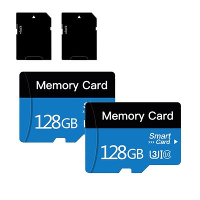 2 Pack 128 GB Micro Memory Card with Adapter, TF Memory Card Class 10, Mini Memory sd Card for Camera/Smartphone/Tablet/Drone (Blue 128GB*2)
