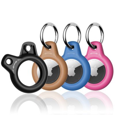 SUPFINE for Airtag Holder, 4 Pack Airtag case with Keychain,Air tag Case with Key Ring for Apple Tags,Airtags Cover for Wallet,Luggage,Cat,Dog,Pets,for Item Finder(Black/Brown/Blue/Rose Red)
