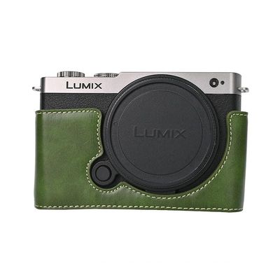 Rieibi Camera Case,PU Leather Half Case for Panasonic Lumix DC-S9 Case,Protective Case for Lumix S9,With Bottom Opening Version and Hand Grip Design
