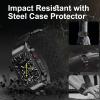 SUPLINK Stainless Steel Case and Nylon Bands Compatible with Apple Watch Band 45mm Men, Metal Rugged Protector Cover Replacement Straps for iWatch Apple Watch Series 9 8 7, Black view 3