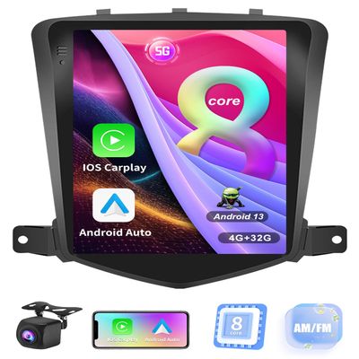 8 Core (4GB+32GB) Car Stereo Upgrade Radio for Chevrolet Chevy Cruze 2009-2015 2016,Android 13 GPS Navigation with Wireless Carplay Android Auto Support AM FM RSD Bluetooth 5.0, 5G WiFi, 4G LTE