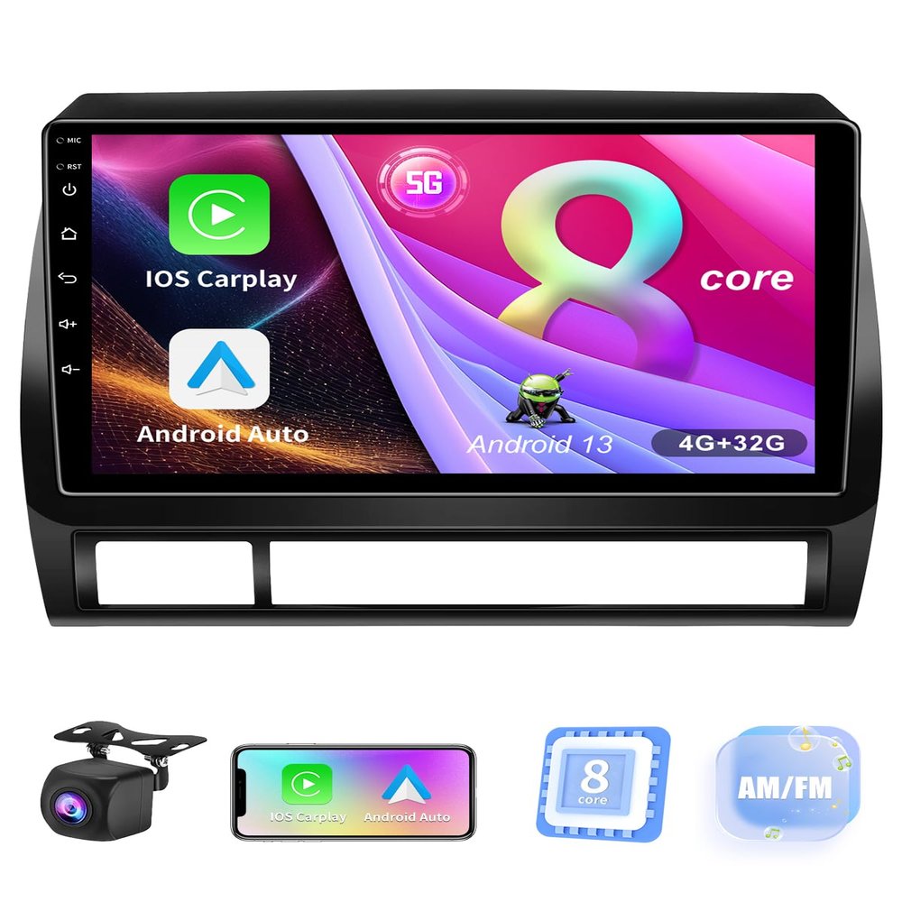 8 Core (4GB+32GB) Car Stereo Upgrade Radio for Toyota Tacoma 2005-2015,Android 13 GPS Navigation with Wireless Carplay Android Auto Support AM FM RSD Bluetooth 5.0, 5G WiFi, 4G LTE