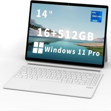 FUNYET 2 in 1 Laptop Touchscreen, 14 Inch Tablet Laptop Computer, 12th Gen N100 Processor, 16GB DDR5 RAM, 512GB SSD, 1920 x 1200, Wi-Fi 6, BT5.2, Backlit Keyboard, Windows 11 Pro