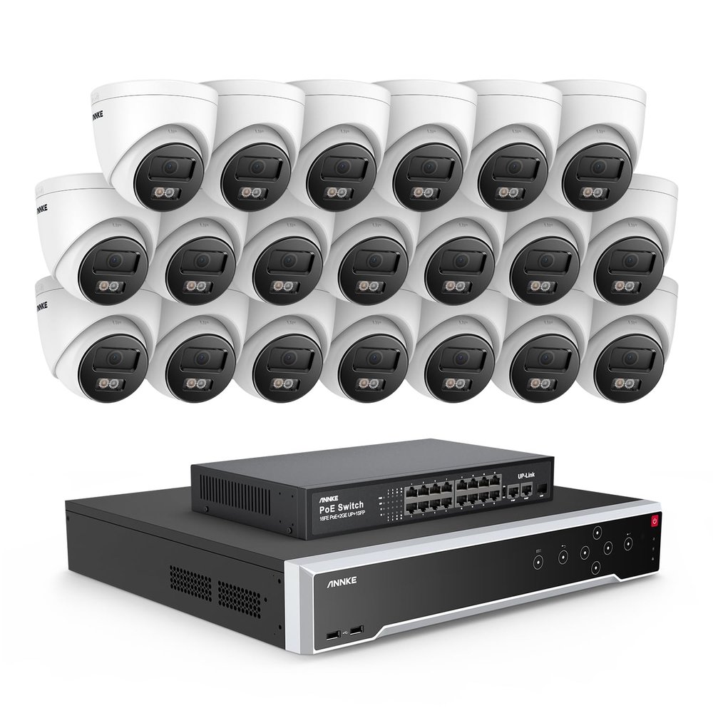 ANNKE 32 Channel 5MP PoE Security Camera System, Human&Vehicle Detection, 114 Wide View Angle,20pcs Outdoor Commercial 3K PoE Cameras with Audio, 32CH 12MP NVR, Surveillance for BusinessesNo HDD