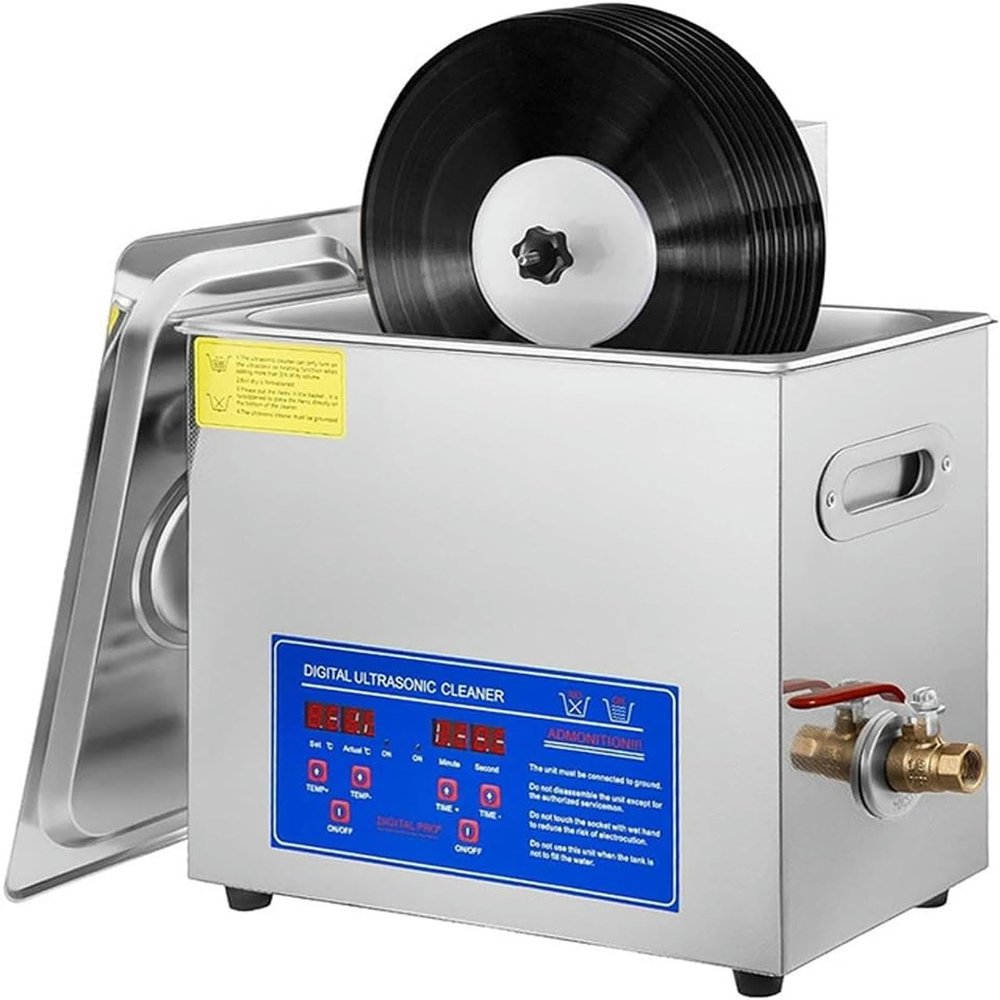 BTURYT Ultrasonic Cleaner of Vinyl Discs, 6.5L Commercial Stainless Steel Record Cleaner, 40kHz and 180W Professional Record Washer with Digital Screen Timer ~//