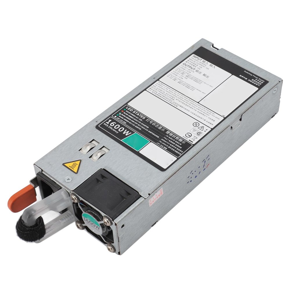 1600W Power Supply with Cooling Fan, Server Power Supply for R530, T630, R740. Quick Replacement, Iron Material, 12.2V/65.57A Output