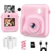 Kids Camera Instant Print, Dual-Lens 48MP Digital Camera for Christmas Birthday Gifts, 1080P Selfie Instant Cameras for Kids with 32GB Card, Instant Print Digital Camera for Girls Boys-Pink view 1