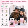 Kids Camera Instant Print, Dual-Lens 48MP Digital Camera for Christmas Birthday Gifts, 1080P Selfie Instant Cameras for Kids with 32GB Card, Instant Print Digital Camera for Girls Boys-Pink view 2