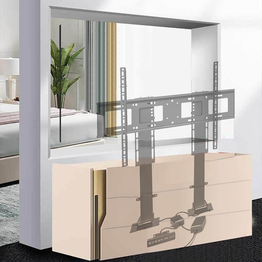 Electric TV Mount - LCD TV Floor Stand, Telescopic Lift TV Stand, Electric Height Adjustable TV Mount With Remote Control, Automatic TV Lift Bearing 100/130kg, Two Installation Methods(55-120inch TV)