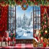15x10ft Christmas Backdrop Interior Christmas Trees Xmas Boxes Photography Background Window Snow Pine Tree Landscape Santa Claus Decoration for Christmas Party Banner Photo Shoot Props view 1