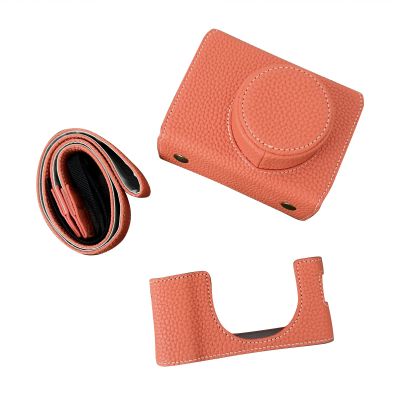 Andoer Portable Camera Protective Case Retro Style Full Camera Case Carrying Bag Bottom Design with Opening and Shoulder Strap for Fujifilm X100VI Camera, orange, Retro