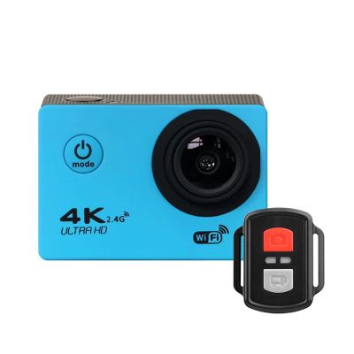 Action Camera Action Camera Ultra HD 4K WiFi Remote Control Sport Camera30m Waterproof Pro Sports DV Helmet Video Recording Camera (Color : H9R Blue)