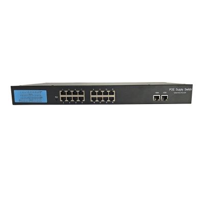 Multi-Function Webcam 16 Port 10/100/1000M Fast Ethernet Switch PoE Switch IEEE 802.3af Plus 2ch 1000M UP Link 16CH POE Switch for POE IP Camera Ultra High Definition