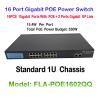 Multi-Function Webcam 16 Port 10/100/1000M Fast Ethernet Switch PoE Switch IEEE 802.3af Plus 2ch 1000M UP Link 16CH POE Switch for POE IP Camera Ultra High Definition view 2
