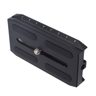 Tripod Head Quick Release Plate, Aluminum 1/4 Inch Threaded Hole Scale with Anti Scratch Silicone Pad and D Ring Lock Design, Compatible for Stabilizer, for Crane 2, 3