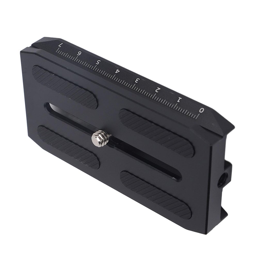 Tripod Head Quick Release Plate, Aluminum 1/4 Inch Threaded Hole Scale with Anti Scratch Silicone Pad and D Ring Lock Design, Compatible for Stabilizer, for Crane 2, 3