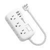 Short Extension Cord 1 ft - Flat Plug Small Power Strip Surge Protetor with 6 Outlets 3 USB (5V/3.4A 17W) Charging Ports, Multi Plug Wall Outlet Splitter for Home Office Dorm Roomc, White view 1