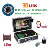 Fish Finders Depth Finders Double lamp 30 LEDs 9" Inch 15M 30M 50M 1000TVL Fishing Camera 15pcs White LEDs + 15pcs Infrared Lamp for Ice/Sea/River Fishing for Boat Kayak Sea Fishing (Black F003A) view 2