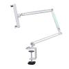 ASHATA Metal Bed Tablet Holder, 360 Degree Rotation Foldable Desk Long Arm Phone Mount with Adjustable Light for Phone, Tablet, Stretch Stand Scales from 4 inches to 12.9 inches (Silver) view 1