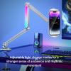 ASHATA Metal Bed Tablet Holder, 360 Degree Rotation Foldable Desk Long Arm Phone Mount with Adjustable Light for Phone, Tablet, Stretch Stand Scales from 4 inches to 12.9 inches (Silver) view 2