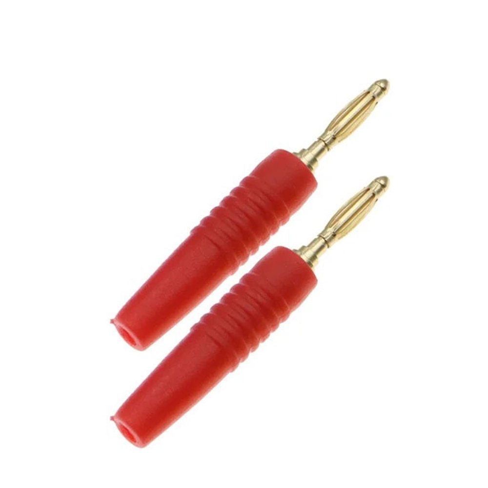 BHUPWZE 5PCS 2MM Gold Plated Banana Plug Electrical Connector Adaptor 5 Colors Black Red YellowG Blue(Red)