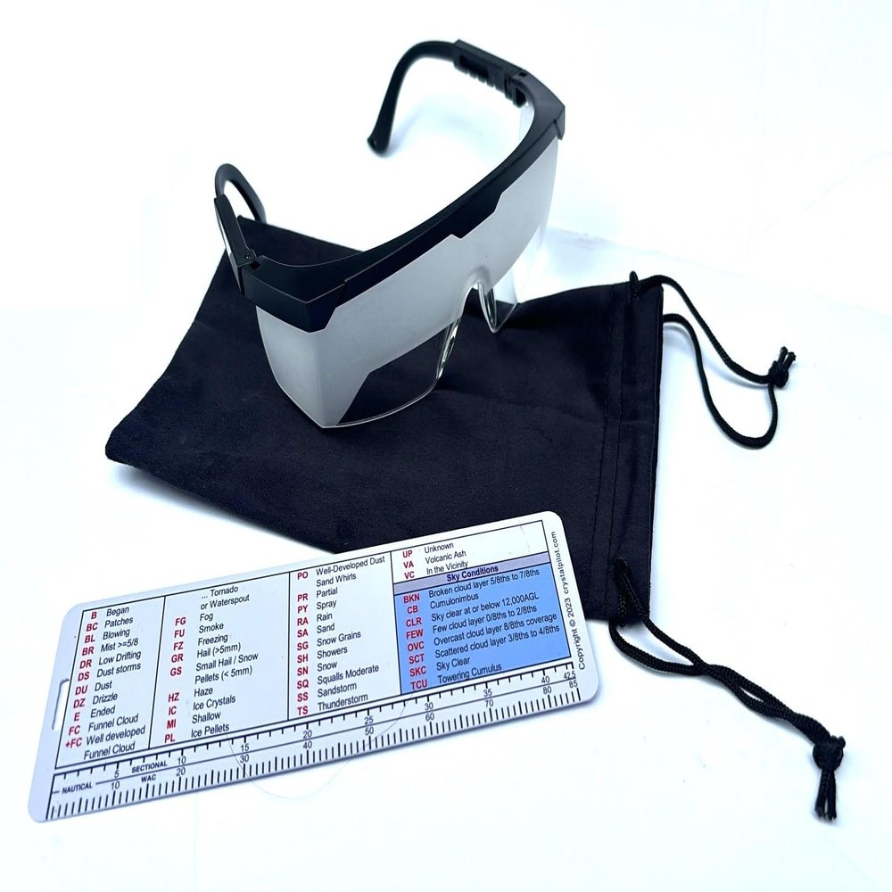 Crystal Pilot IFR Certified Fog Goggles/View Limiting Device and Metar Cheat Sheet with Sectional Scale