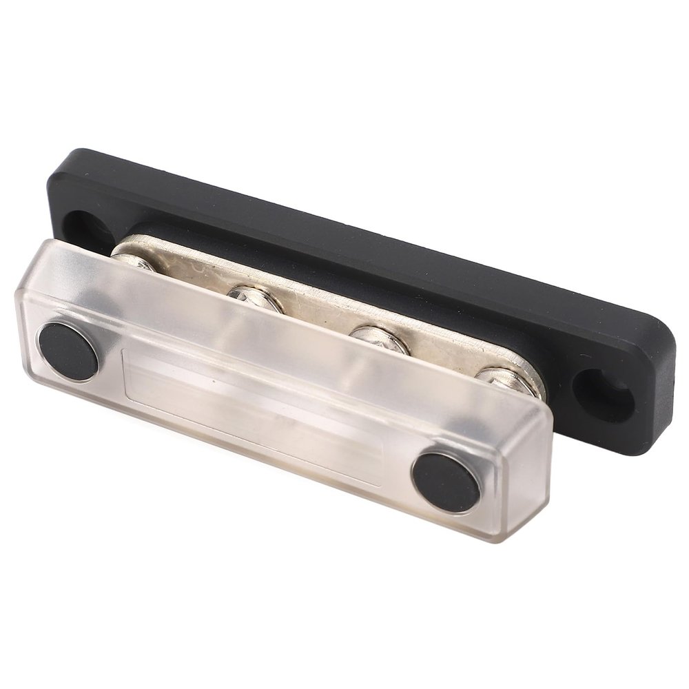 Bus Bar Power Distribution Block, Power Distribution Block with Transparent Shell PC Zinc Alloy ABS Battery Junction Block for Car RV Ships Yachts Power Systems