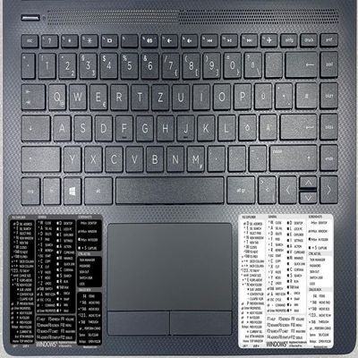 Reference Keyboard Hotkeys Sticky Labels for Windows Black, White Background (3.25" x 3")