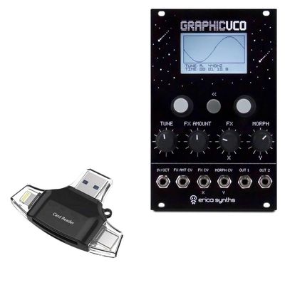 BoxWave Smart Gadget Compatible with Erica Synths Graphic VCO - AllReader SD Card Reader, microSD Card Reader SD Compact USB - Jet Black