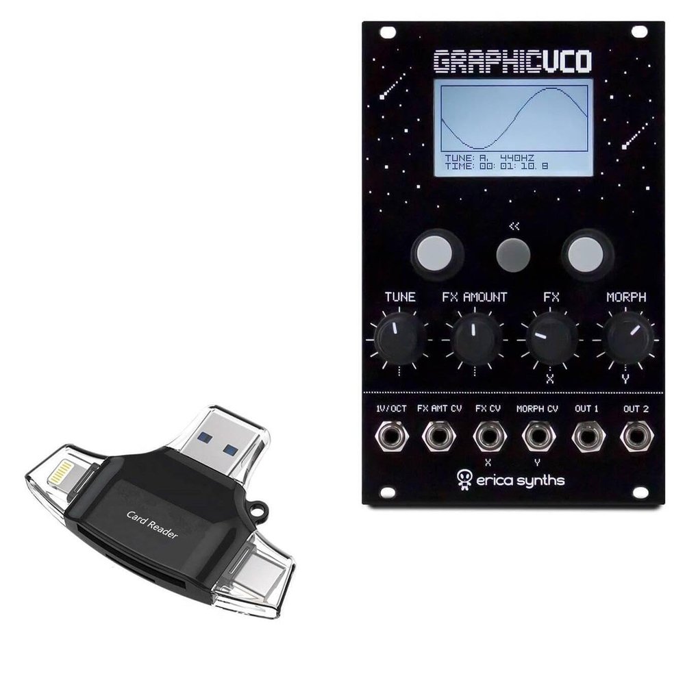 BoxWave Smart Gadget Compatible with Erica Synths Graphic VCO - AllReader SD Card Reader, microSD Card Reader SD Compact USB - Jet Black
