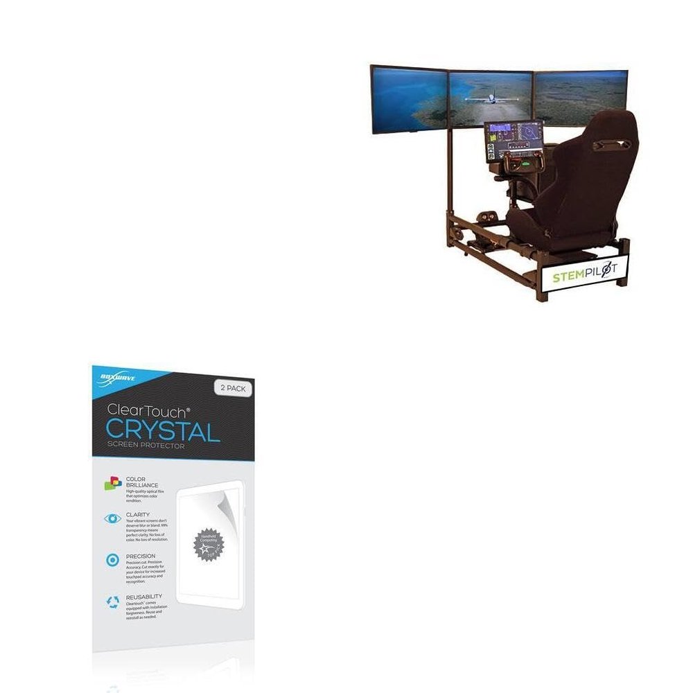 BoxWave Screen Protector Compatible with STEMPilot Pilot Pro 3 Flight Simulator (STP-PILOTPRO3) - ClearTouch Crystal (2-Pack), HD Film Skin - Shields from Scratches