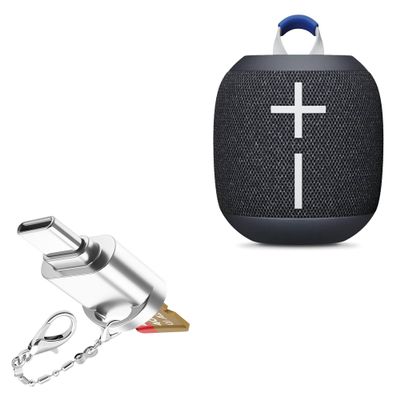 BoxWave Adapter Compatible with Ultimate Ears Wonderboom 4 - Micro SD Card miniReader, USB Type-C OTG Reader USB3.0 Adapter Keychain - Metallic Silver