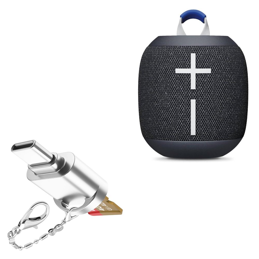 BoxWave Adapter Compatible with Ultimate Ears Wonderboom 4 - Micro SD Card miniReader, USB Type-C OTG Reader USB3.0 Adapter Keychain - Metallic Silver